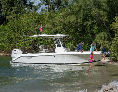 舷外敞开艇 - S 248 - Pursuit Boats - 中央控制台 / 钓鱼运动 / 日光浴