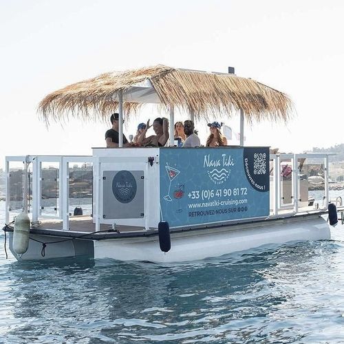 舷外浮桥船 - M600 TIKI BAR - MOGGARO ALUMINIUM YACHTS - 电动 / 双引擎 / 最多容纳 8 人