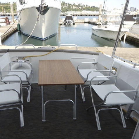 折叠驾驶舱台 - M200T - Forma Marine Furniture, LLC. - 柚木 / 铝制 / 棕色