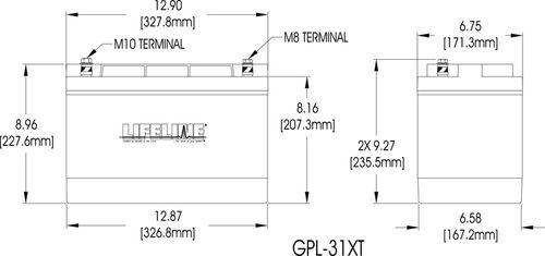 航海电池 - GPL-31XT - Lifeline Batteries - 12V / 铅 / AGM