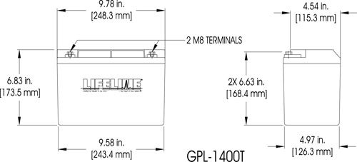航海电池 - GPL-1400T - Lifeline Batteries - 12V / 铅 / AGM