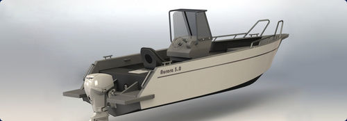 舷外敞开艇 - Aurora 5.0 - aurora (dalian) yachts co ltd - 中央控制台 / 铝制 / 日光浴