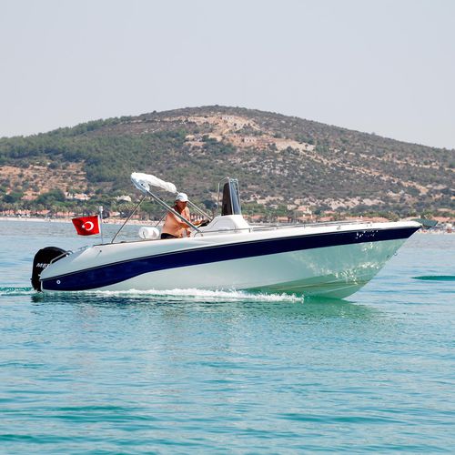 舷外敞开艇 - FISHER 21 - MERCAN YACHTING - 中央控制台 / 钓鱼运动 / 玻璃纤维