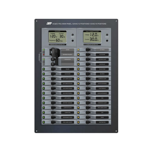 船用电源分配装置 - AC&DC PDU Main Panel, 120VAC/12 Positions+12VDC(24VDC)/15 Po - APM TECHNOLOGIES (Dongguan) Co., Ltd