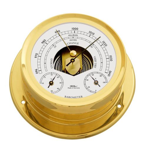 模拟气压计 - 1600BTH - Feingerätebau K. Fischer GmbH - 黄铜 / 白色 / 温度计