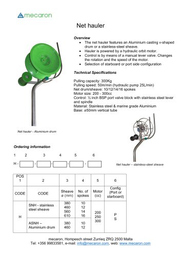 Datasheet - Net hauler