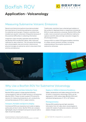 Boxfish ROV Application Submarine Volcanology