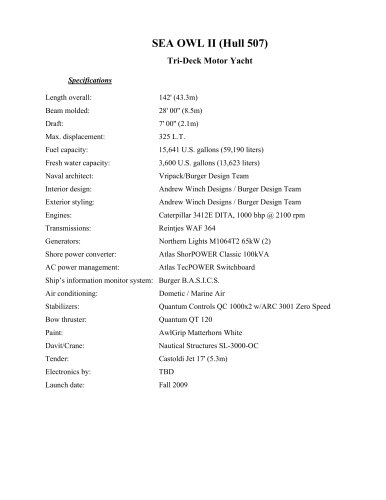 Sea Owl Specs