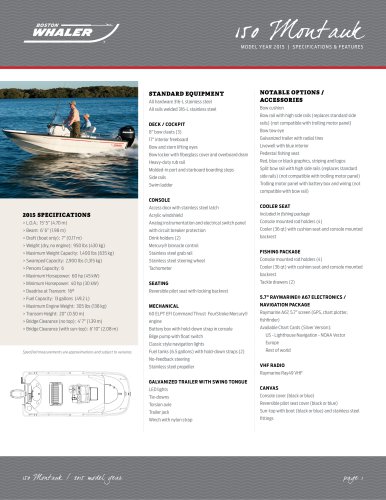 150 Montauk Specifications - 2015