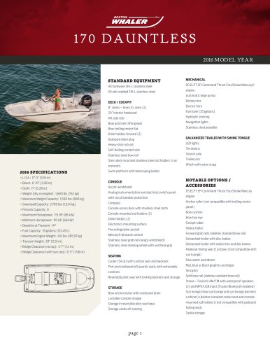 170 DAUNTLESS Specifications 2016