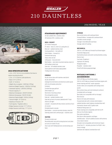 210 DAUNTLESS Specifications 2016