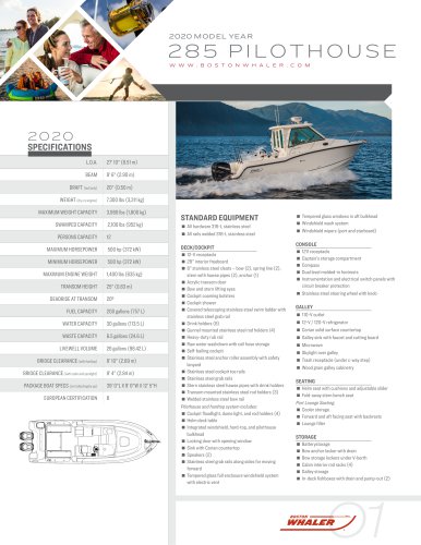 285-CONQUEST-PILOTHOUSE-2020-SPEC-SHEET