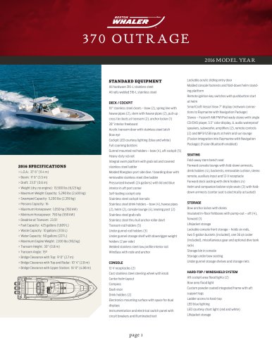 370 OUTRAGE Specifications 2016