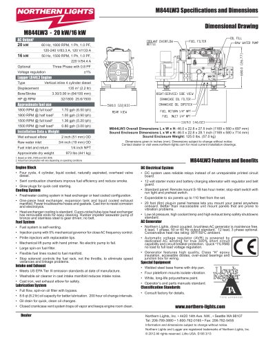 M844LW3: 20-16 kW Northern Lights marine generator set