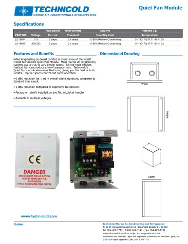 Technicold Quiet Fan Module Specification Sheet