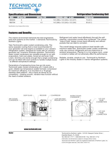 Technicold Refrigeration Systems Specification Sheet