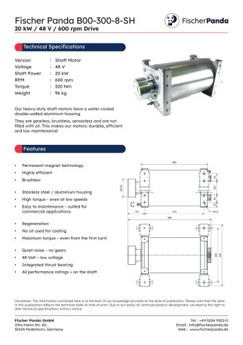 20 kW Shaft E-Motor 48 V (600 rpm)