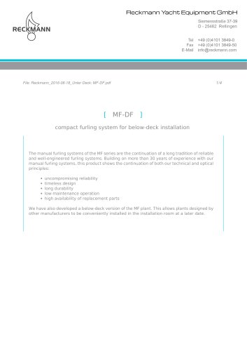 MF-DF - compact furling system for below-deck installation