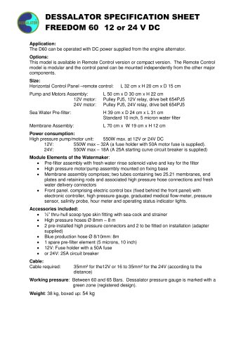 Specification sheet DC Freedom 60