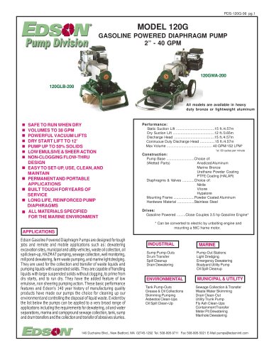 MODEL 120G GASOLINE POWERED DIAPHRAGM PUMP