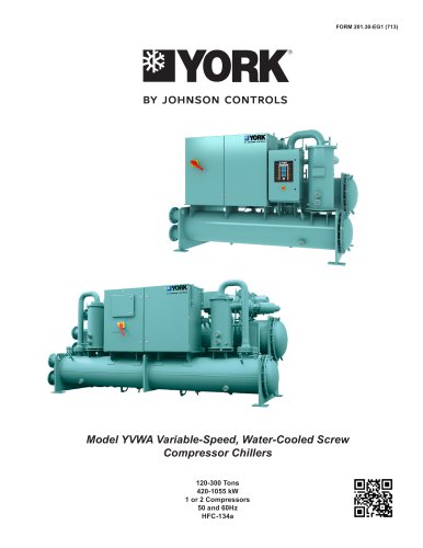 Model YVWA Variable-Speed, Water-Cooled Screw Compressor Chillers