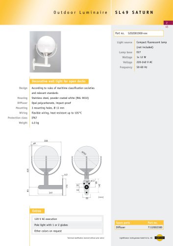 SL49 Outdoor Wall Light, surface, 1x 12 W