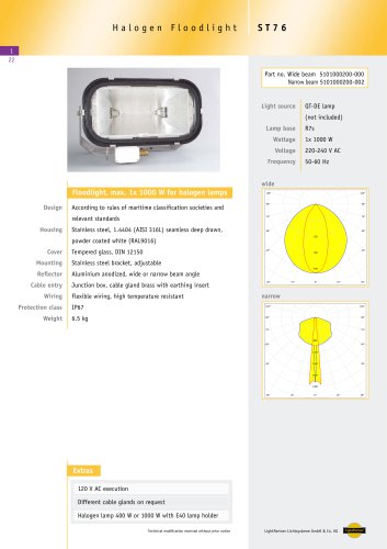 ST76 Floodlight for halogen lamps, max 1x 1000 W