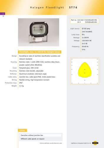 ST76 Floodlight for halogen lamps, max 1x 200 W