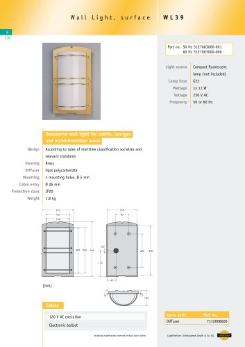 WL39 Wall light, 1x 11 W