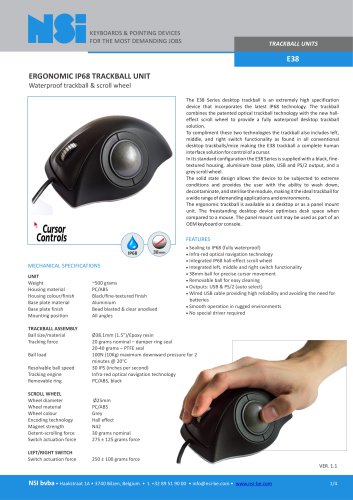 E38 - ERGONOMIC IP68 TRACKBALL UNIT