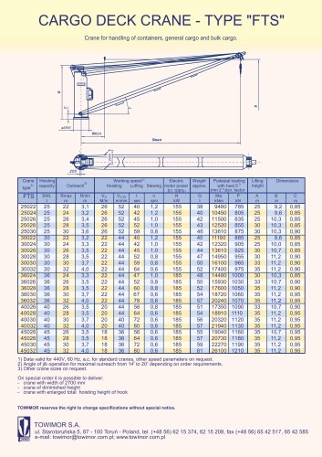 CARGO DECK CRANE - TYPE "FTS"