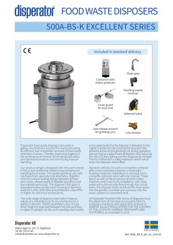 Disperator Food Waste Disposers BS (Sink mounting)