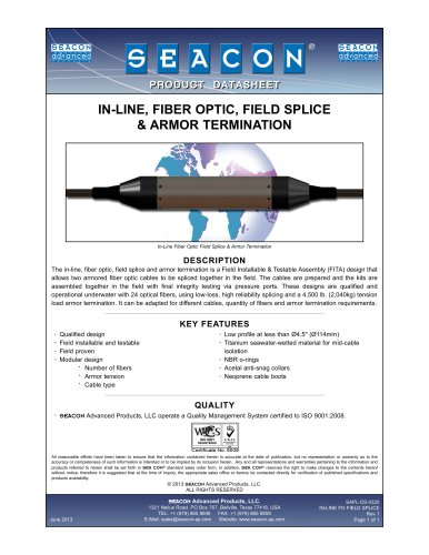 SAPL-DS-0320 In-Line FO Field Splice & Armor Termination Rev 1