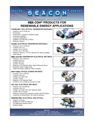 SEACON-DS-0106 Renewable Energy Products Rev 1