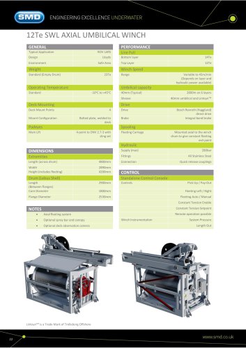 12Te SWL AXIAL UMBILICAL WINCH