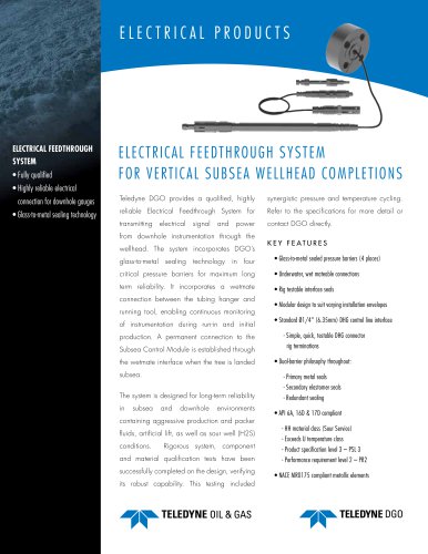 ELECTRICAL FEEDTHROUGH SYSTEM FOR VERTICAL SUBSEA WELLHEAD COMPLETIONS