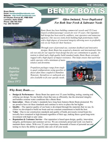 Bentz Boats Commercial Saltwater Catalog