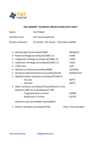 TMT MARINE®TECHNICAL SPECIFICATION DATA SHEET